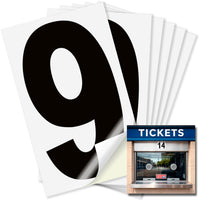 Number 9 black on white background, 4 inch vinyl sticker