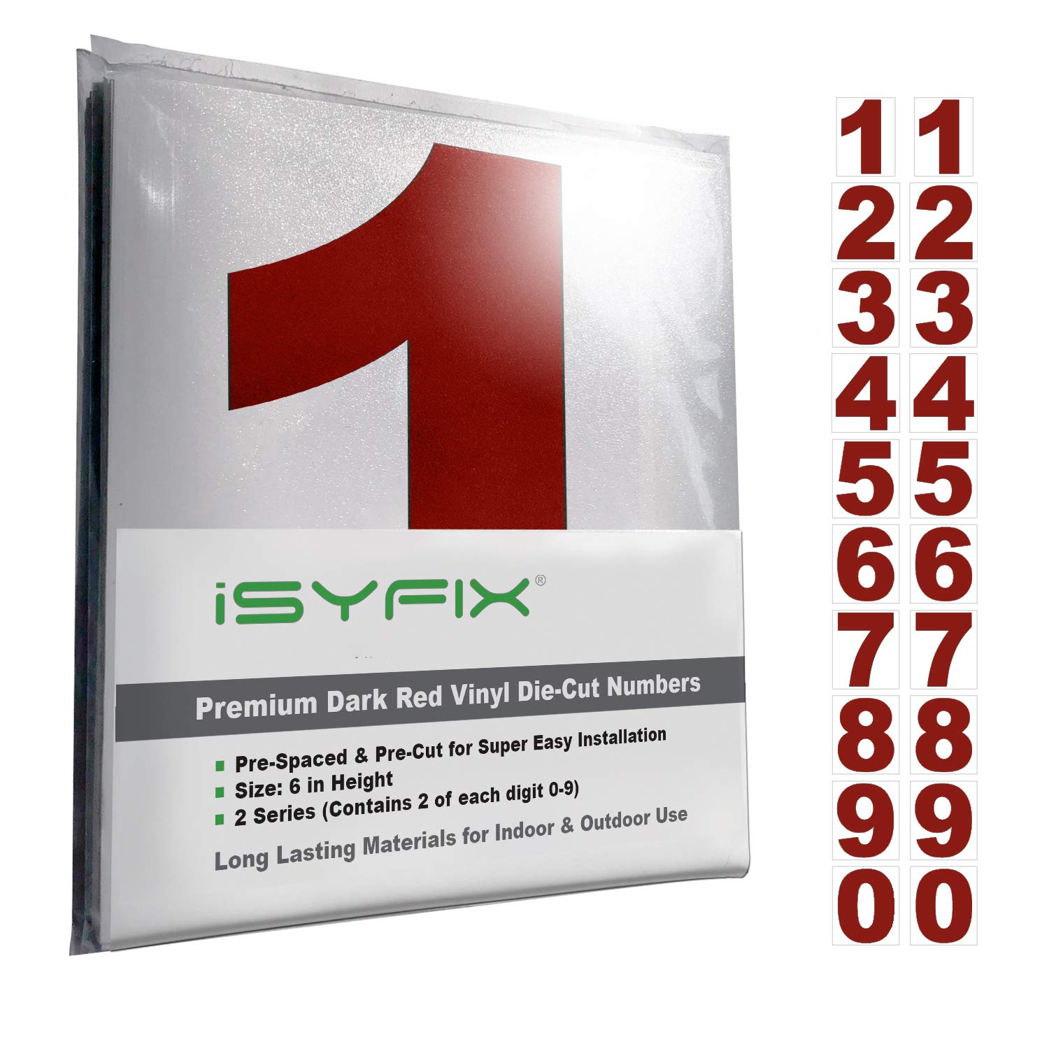 iSYFIX vinyl number stickers – Red
