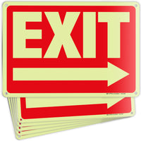 Glow in the Dark Exit Signs – Red, Arrow Options, 10 x 7 in