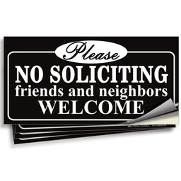 No soliciting sign sticker – black, on front door