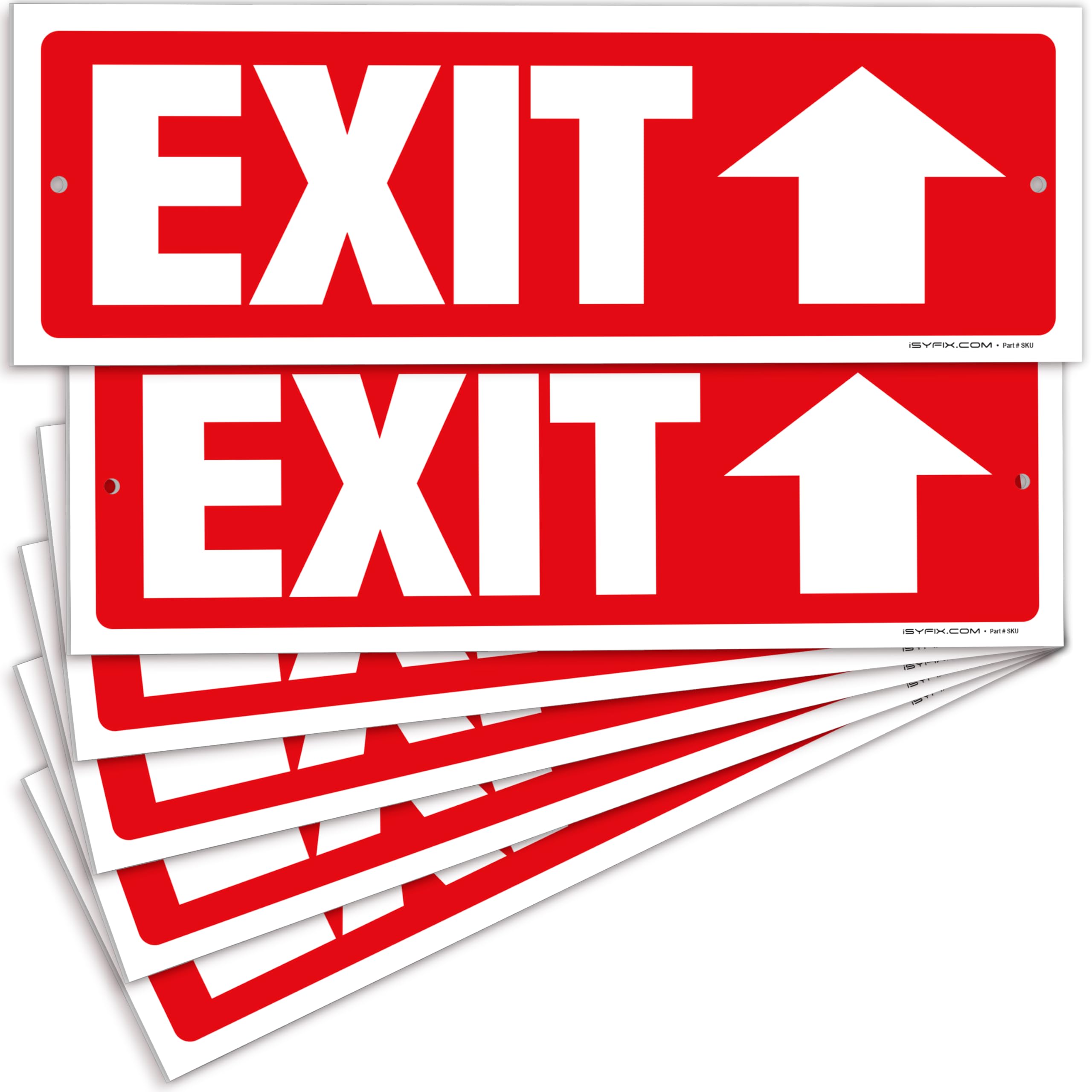 Exit sign with directional arrows — plastic, up arrow, 12 x 4 inch