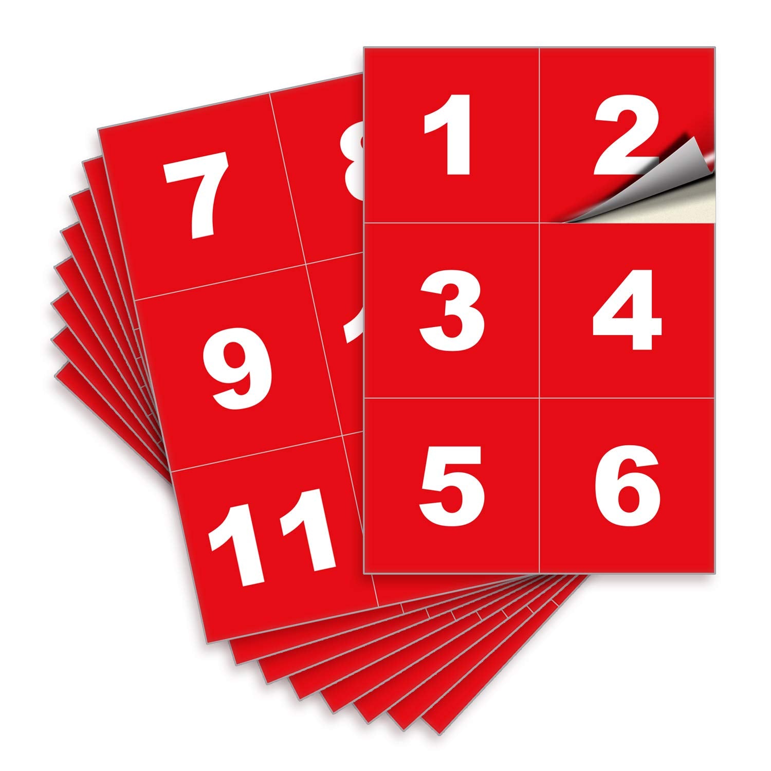 Square Consecutive Number Stickers - 1 to 50