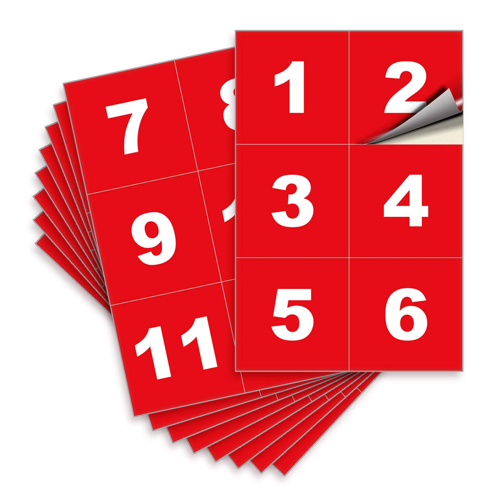 Square Consecutive Number Stickers - 1 to 50