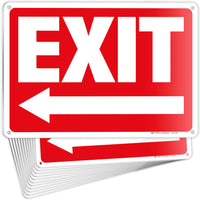 Exit sign – aluminum with left arrow, 10x7 in, 12-pack