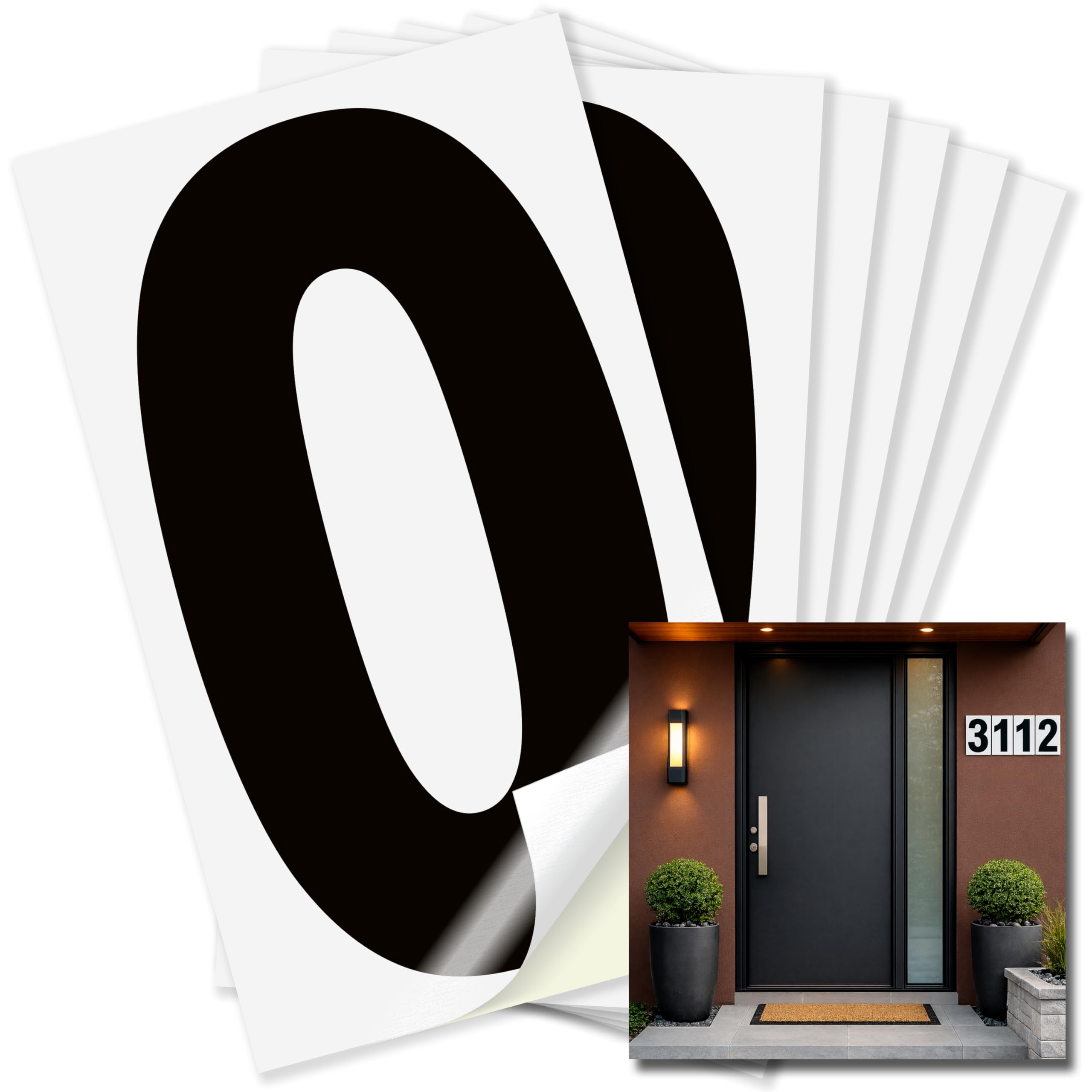 Number 0 black on white background, 6 inch vinyl sticker