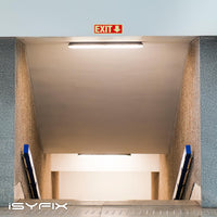 Glow in the dark exit sign with arrows — adhesive vinyl, down arrow, 12 x 4 inch