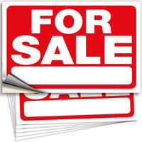 For Sale Signs for Car – Red Vinyl Decals, 10 x 7 & 14 x 10 in