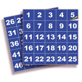 Square Consecutive Number Stickers 1–50 – Vinyl Labels, 7 Colors