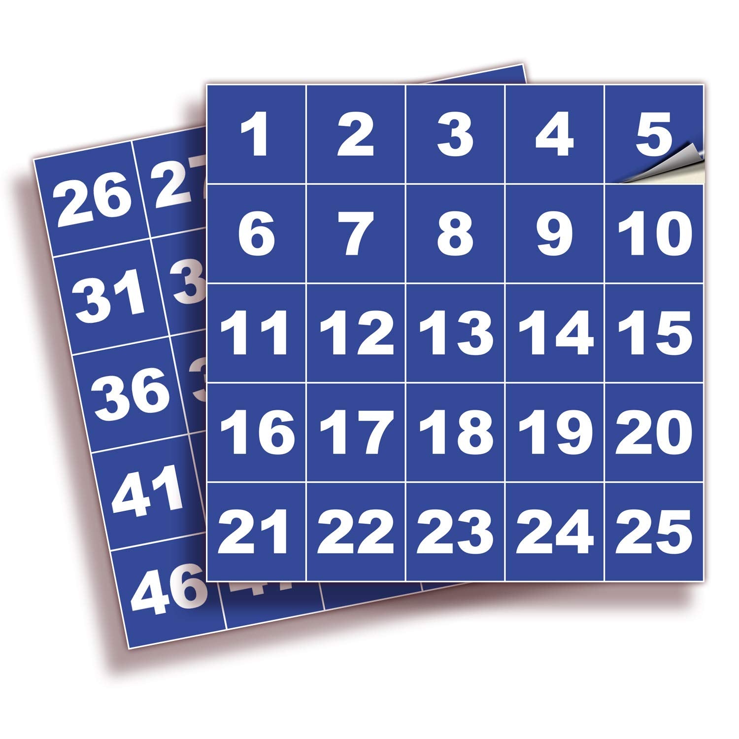 Square Consecutive Number Stickers - 1 to 50