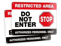 Restricted Area Signs – Aluminum, Vinyl & Plastic, 10 x 7 & 14 x 10 in