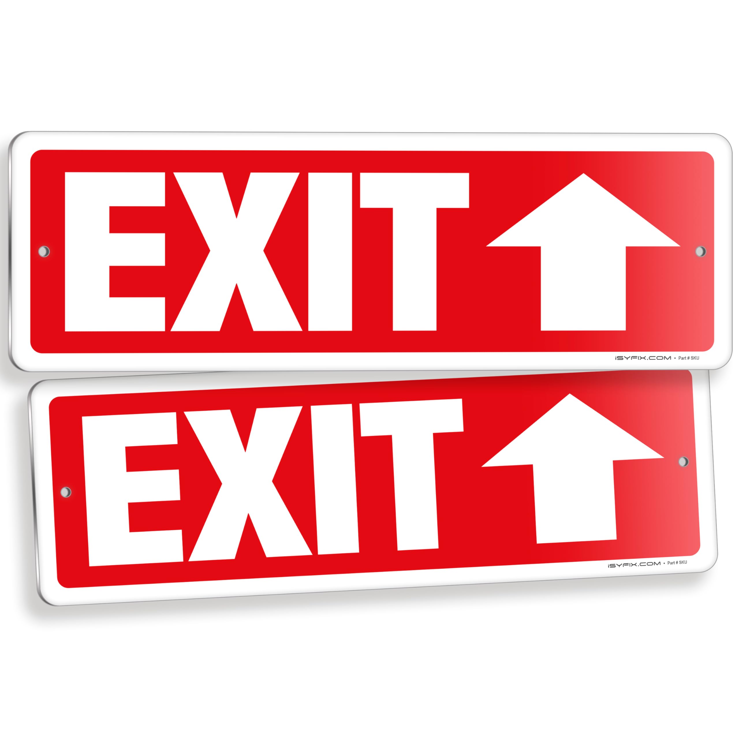 Exit sign with directional arrows — aluminum, up arrow, 12 x 4 inch