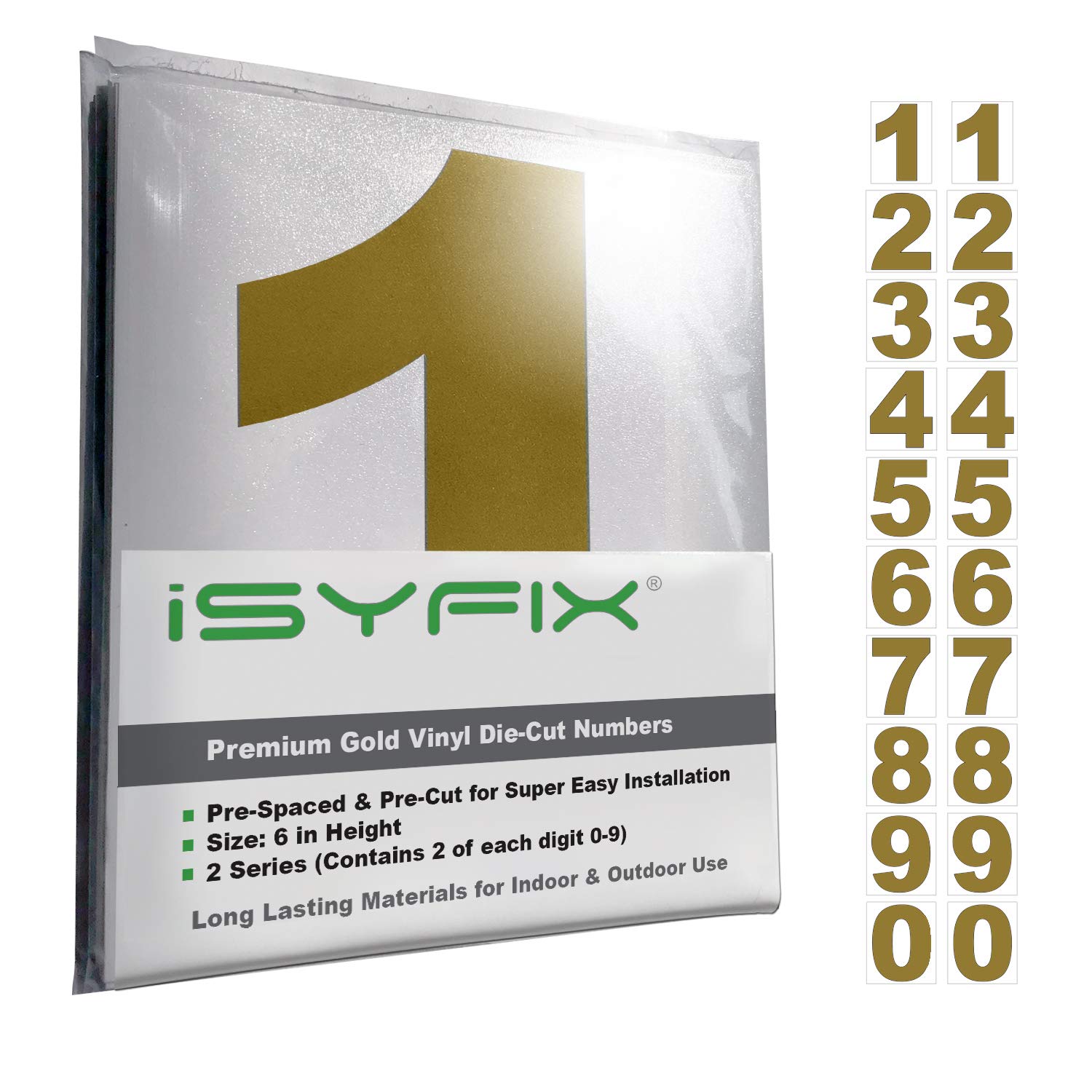 iSYFIX vinyl number stickers – Gold