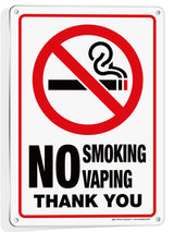 No Smoking No Vaping Sign – Aluminum, Vinyl & Plastic, 3 Sizes