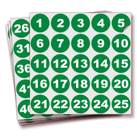 Consecutive Number Stickers 1–100 – Round Vinyl Labels, 7 Colors
