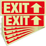 Glow in the dark exit sign with arrows — plastic, up arrow, 12 x 4 inch