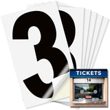 Number 3 black on white background, 4 inch vinyl sticker