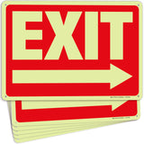 Glow in the Dark Exit Signs – Red, Arrow Options, 10 x 7 in