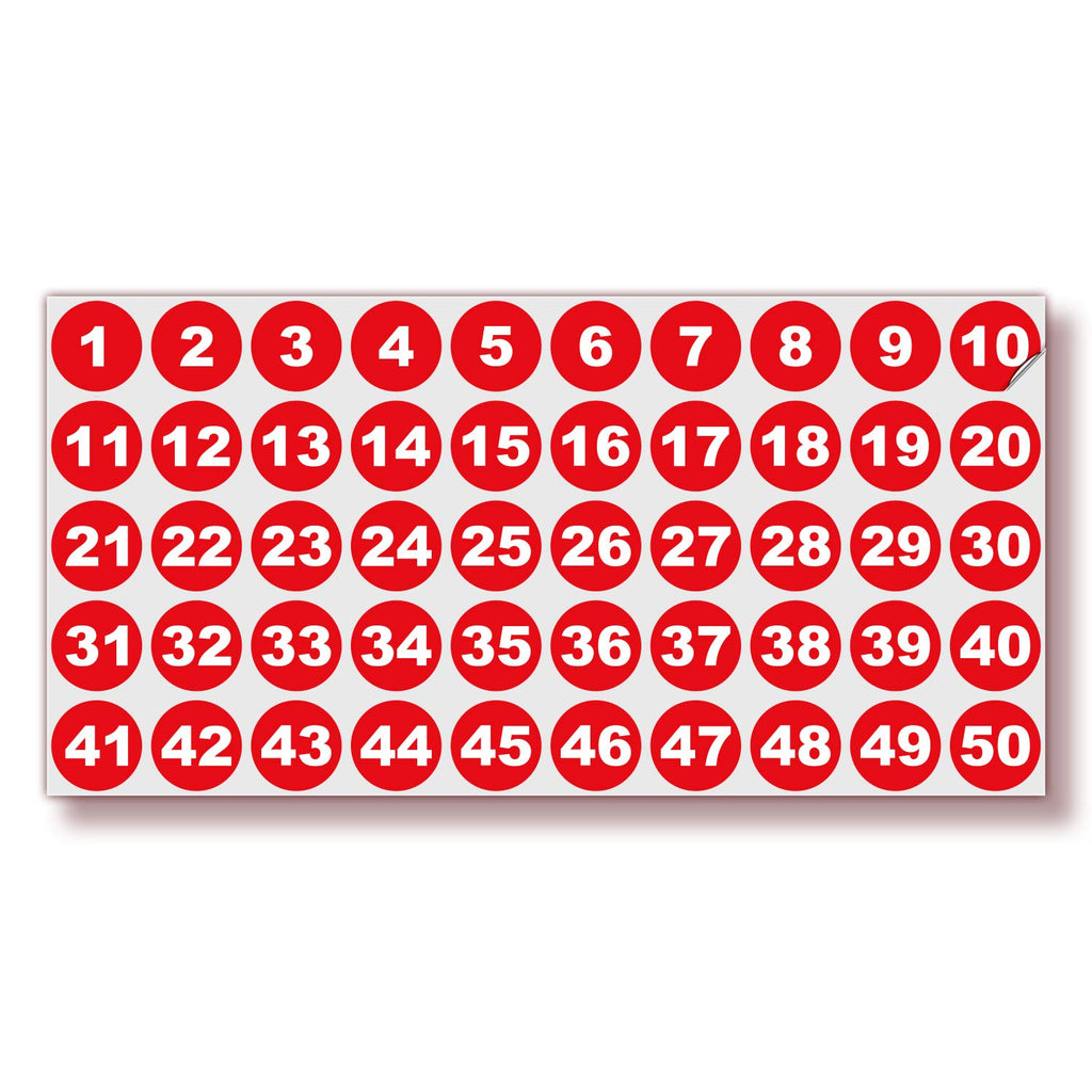 Consecutive Number Stickers - 1 to 50