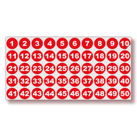 Consecutive Number Stickers 1–50 — Vinyl Inventory & Bin Labels