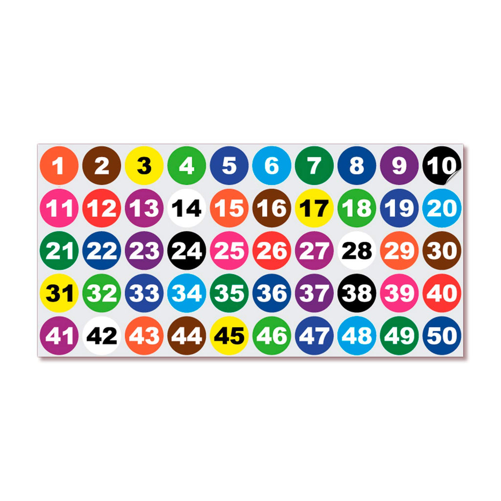 Consecutive Number Stickers - 1 to 50