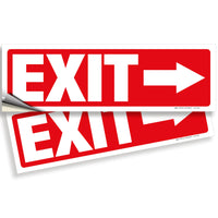 Exit sign with directional arrows — adhesive vinyl, right arrow, 12 x 4 inch