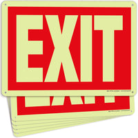 Glow in the Dark Exit Signs – Red, Arrow Options, 10 x 7 in