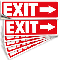 Exit sign with directional arrows — adhesive vinyl, right arrow, 12 x 4 inch