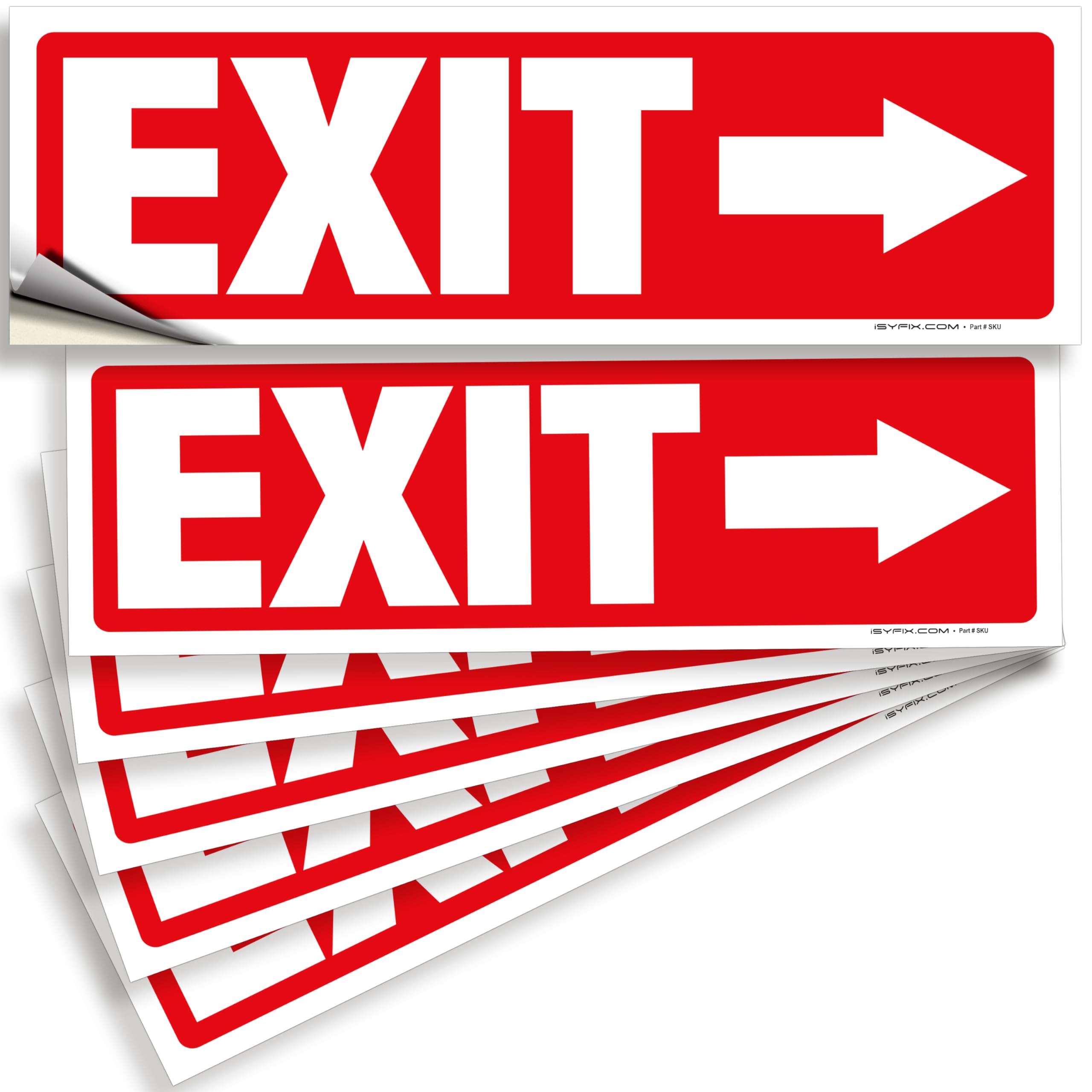 Exit sign with directional arrows — adhesive vinyl, right arrow, 12 x 4 inch