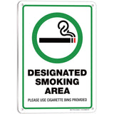 Designated Smoking Area Signs – Aluminum & Vinyl, 7 x 10 & 6 x 7 in