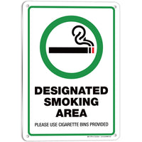 Designated Smoking Area Signs – Aluminum & Vinyl, 7 x 10 & 6 x 7 in