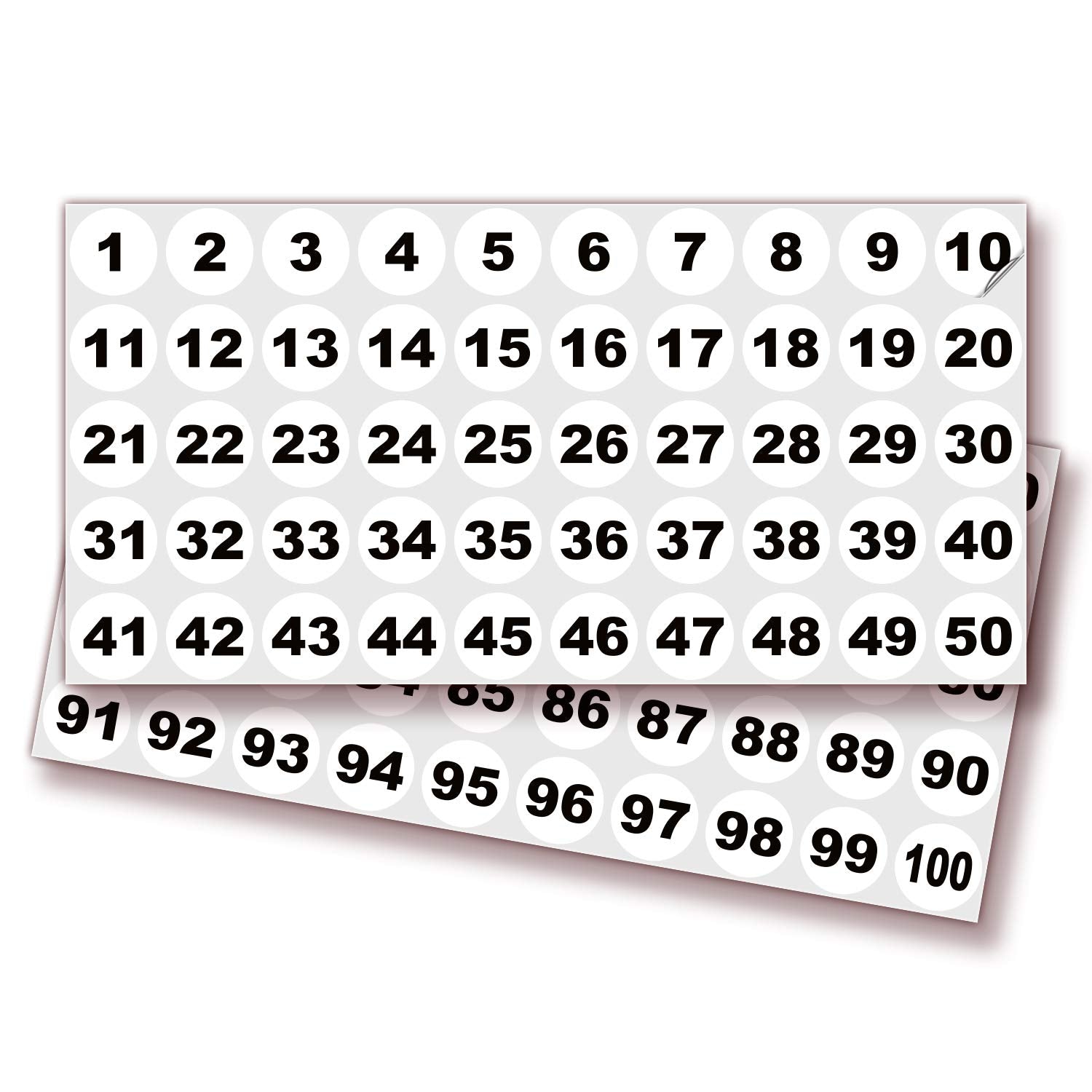 Consecutive Number Stickers - 1 to 100