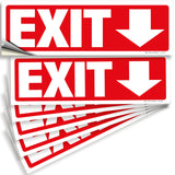 Exit sign with directional arrows — adhesive vinyl, down arrow, 12 x 4 inch