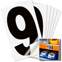 Number 9 black on white background, 3 inch vinyl sticker