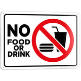 No Food or Drink Signs – Aluminum, Vinyl & Plastic, 10 x 7 & 14 x 10 in