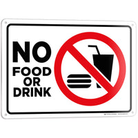 No Food or Drink Signs – Aluminum, Vinyl & Plastic, 10 x 7 & 14 x 10 in