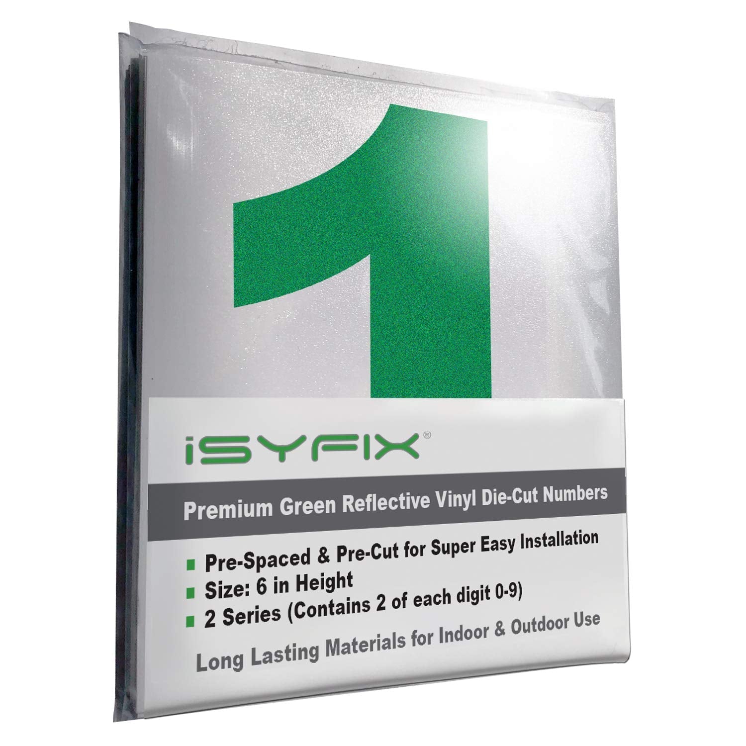 iSYFIX vinyl number stickers – Reflective Green