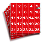 Square Consecutive Number Stickers - 1 to 100