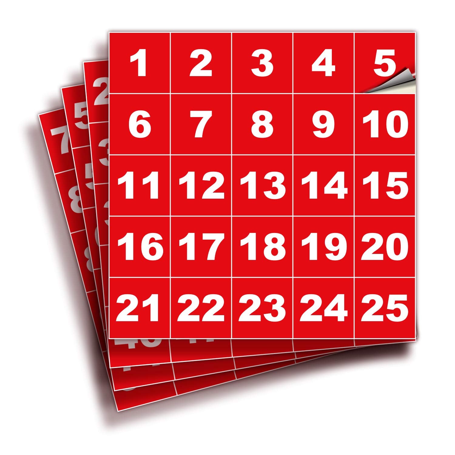 Square Consecutive Number Stickers - 1 to 100