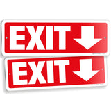 Exit sign with directional arrows — aluminum, down arrow, 12 x 4 inch