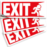 Exit Sign Stickers – Two-Tone Vinyl Decals, 3-Pack, 10 x 4 in