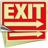 Glow in the Dark Exit Signs – Red, Arrow Options, 10 x 7 in