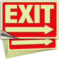 Glow in the Dark Exit Signs – Red, Arrow Options, 10 x 7 in