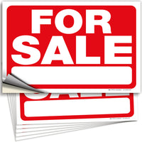 For Sale Signs for Car – Red Vinyl Decals, 10 x 7 & 14 x 10 in