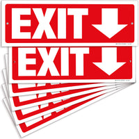 Exit sign with directional arrows — plastic, down arrow, 12 x 4 inch