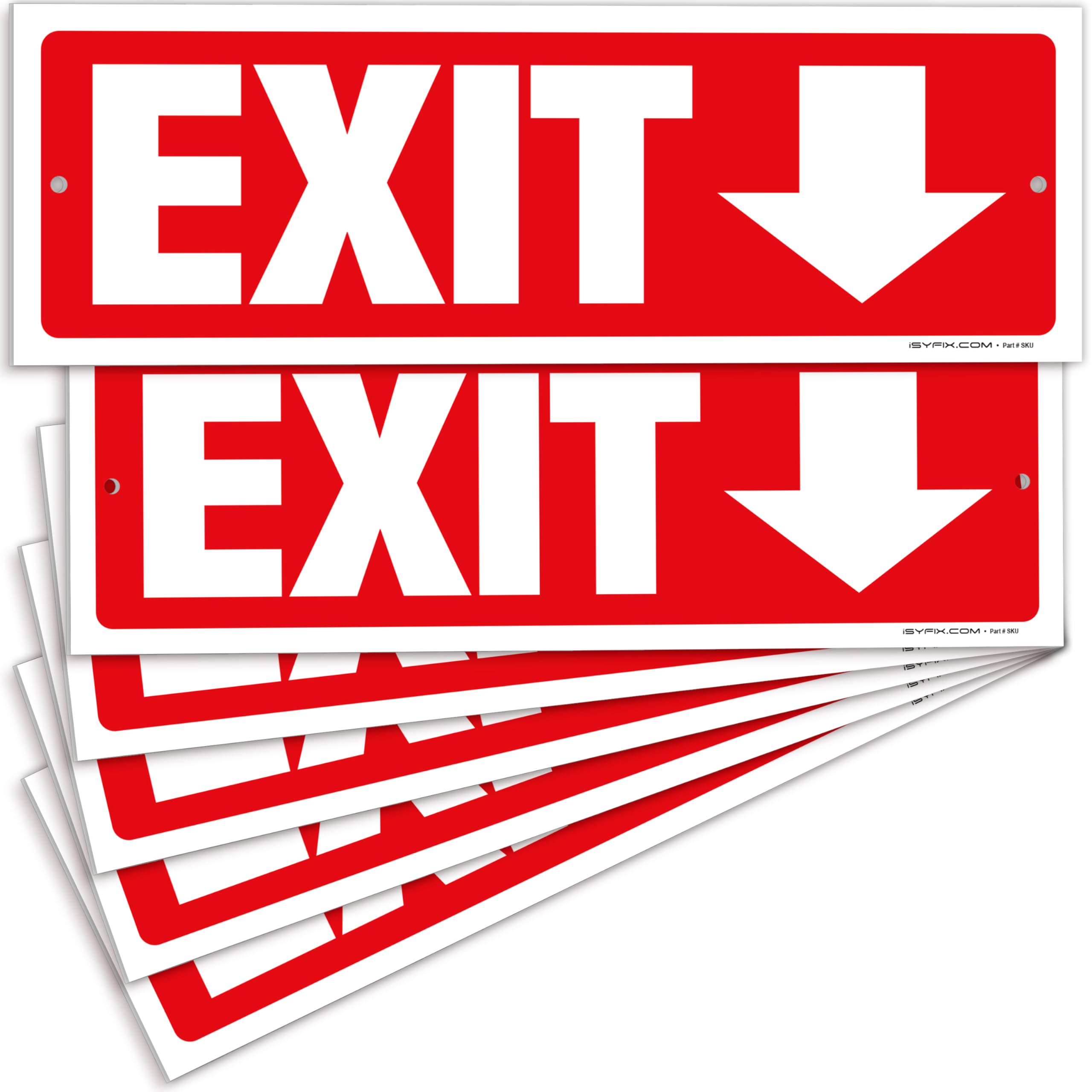 Exit sign with directional arrows — plastic, down arrow, 12 x 4 inch