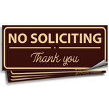 No Soliciting Signs – Vinyl Stickers, 4-Pack, 7 x 3 in (Design 2), 3 Colors
