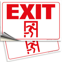 Exit Sign Stickers – Two-Tone Vinyl Decals, 2-Pack, 10 x 7 in