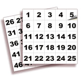 Square Consecutive Number Stickers 1–50 – Vinyl Labels, 7 Colors