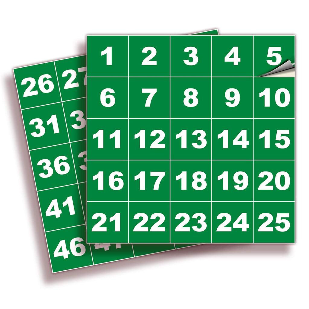 Square Consecutive Number Stickers - 1 to 50