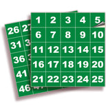 Square Consecutive Number Stickers 1–50 – Vinyl Labels, 7 Colors